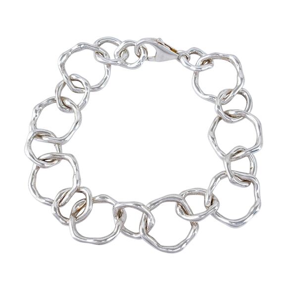 Organic Freeform Link Bracelet | Vintage Sterling Silver 925 | 7.5" - Picture 2 of 6